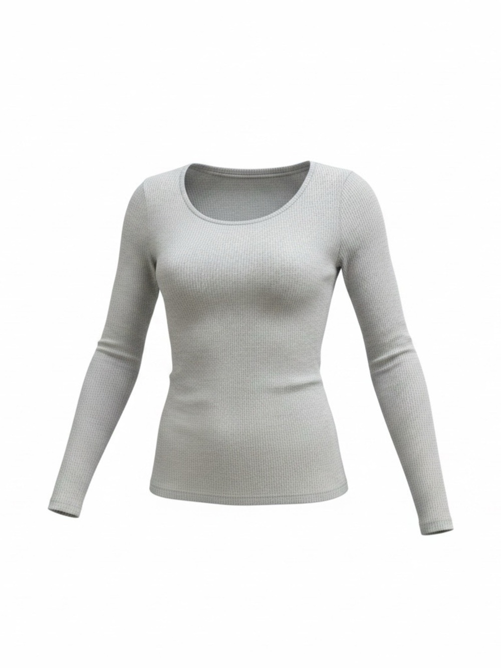 Michael Stars “Shine Rib” Scoop Neck Long Sleeve Top — Heather Sparkle, S